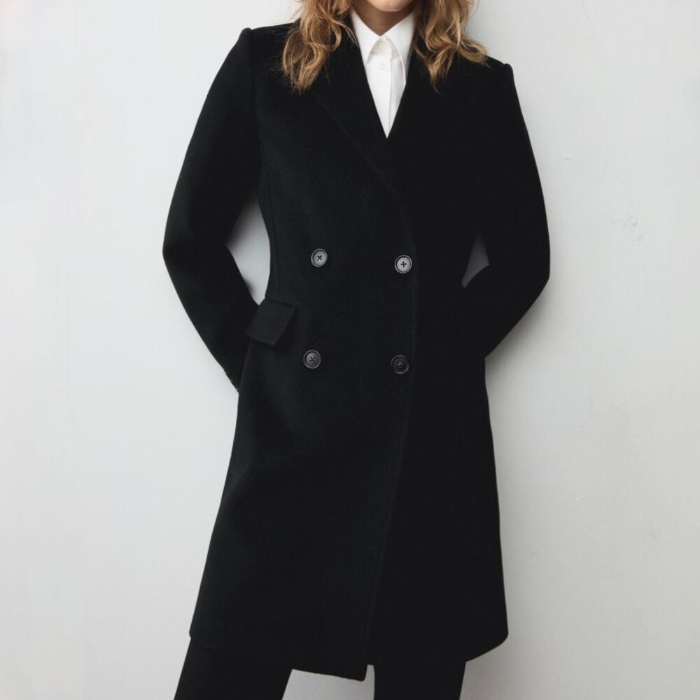 Mango  Women's Black Pea Coat